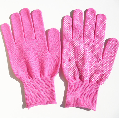 Labor Protection Cleanroom Gloves Wholesale 13-Pin Nylon Point Plastic Gloves Gardening Work Point Beads Driving Pink Gloves for Women