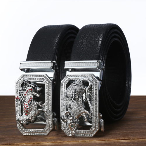 Factory Direct Leather Belt Men‘s Leather Automatic Buckle Diamond Twelve Zodiac Personality Belt Casual Versatile Trendy New