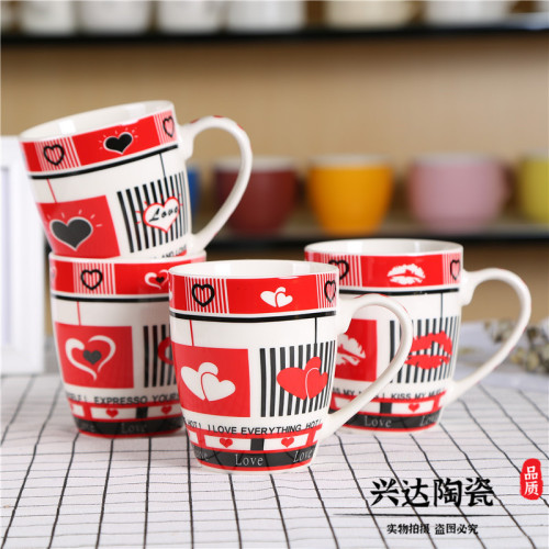 creative european large capacity ceramic coffee cup mug breakfast milk cup water cup gift cup love cup 8151