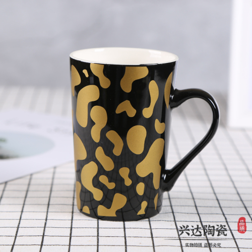 Irregular Two-Color Block Mug Couple Ceramic Water Cup Office Home Large Capacity Coffee Cup 5012