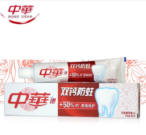 90G Chinese Double Calcium Moth-Proof Toothpaste Qin Shuang Mint Flavor Colorful Fresh Fruit Flavor Chinese Toothpaste Authentic Wholesale