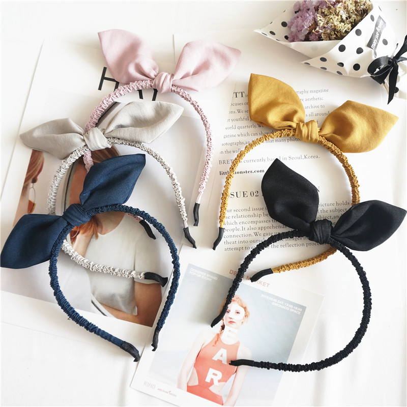 Three States Spring and Summer New Han Edition Rabbit ear Ruffle Hair band Lady Korean tie a Headwea