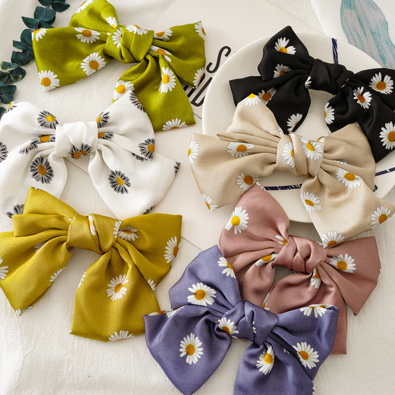 Korean version of spring Daisy tied bow hairpin Ins girls ha...