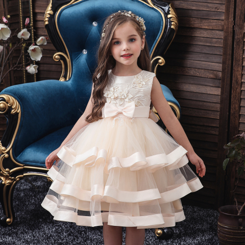 new children‘s wedding dress skirt small and medium children‘s skirt flower mesh pettiskirt european and american girls princess dress wholesale