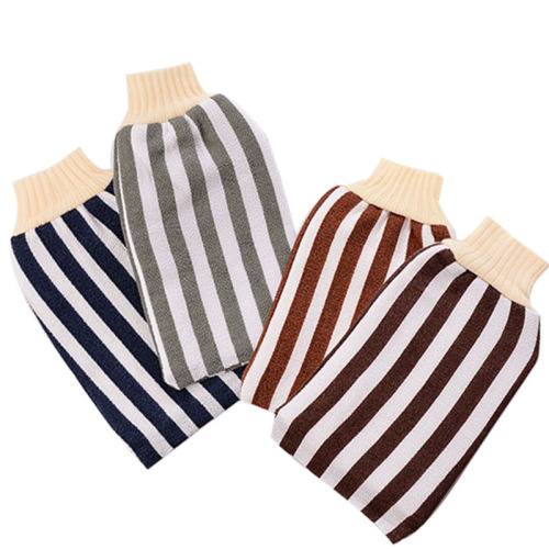[Junmei] Factory Direct Sales Stripe Thickening Bath Towel Bath Gloves Gift Large Quantity and Excellent Independent Packaging