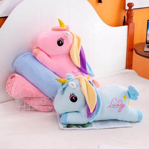 air conditioning blanket unicorn plush toy children baby nap cartoon summer blanket wholesale and retail direct sales pillow