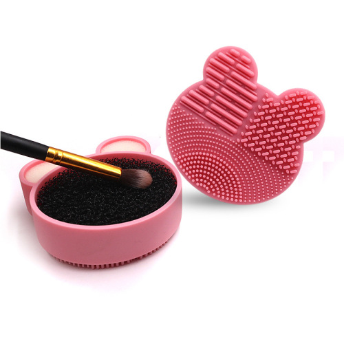 amazon makeup brush silicone cleaning box makeup tools cleaning box sponge dry cleaning dual-use bear washing box