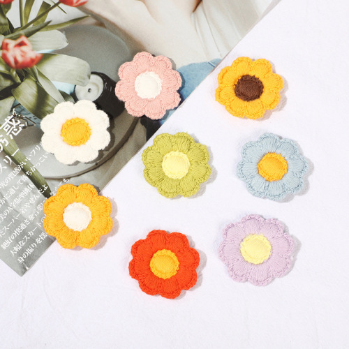 korean style woven flower cotton thread hand crocheted flower diy cotton thread woven large small flower shoes and hats accessories clothing home textile accessories