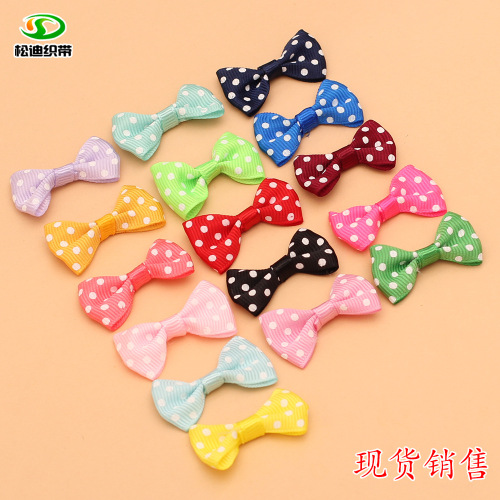 Factory Direct Sales 2cm Rib Printed Polka Dot Small Bow Tie Toy Decoration Accessories Bow