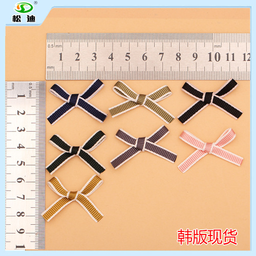 factory direct sales korean style horizontal pattern white edge girls‘ pantyhose bow accessories gift box decoration ribbon