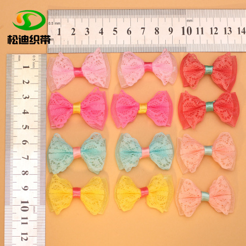factory direct wholesale children‘s lace bow hair accessories bow chiffon ribbon bow floret
