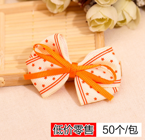 Retail Five-Pointed Star Ribbed Band Children‘s Bow Barrettes Accessories