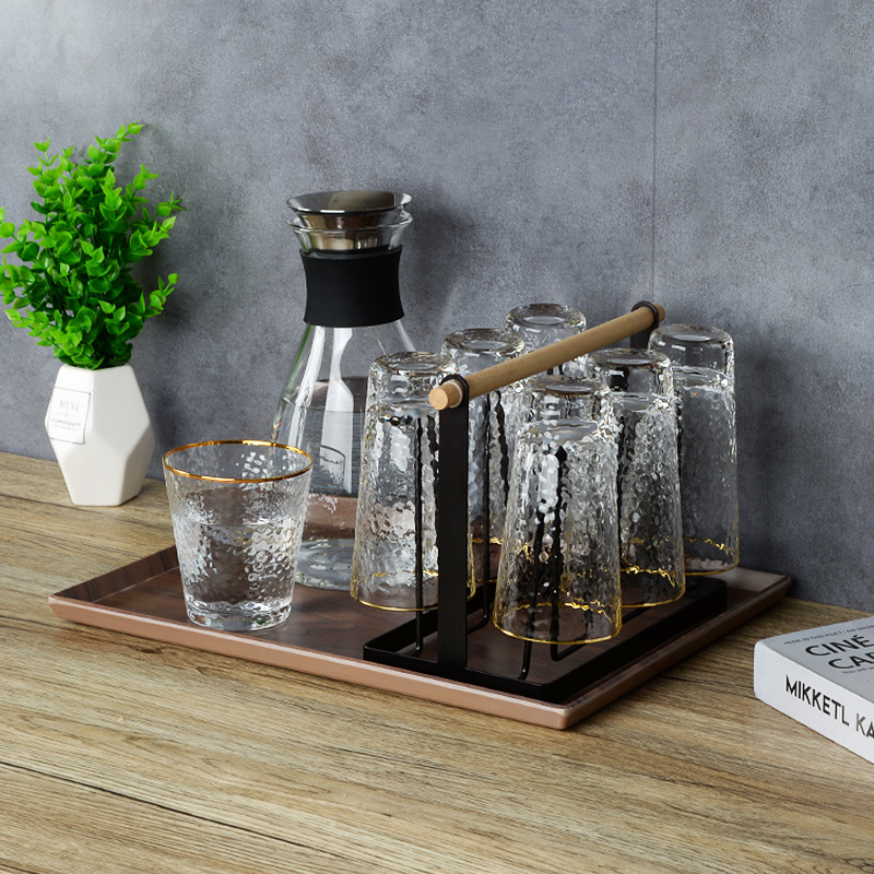 Supply Glass Cup Hanging Rack Water Tray Holder Cup holder Creative Six