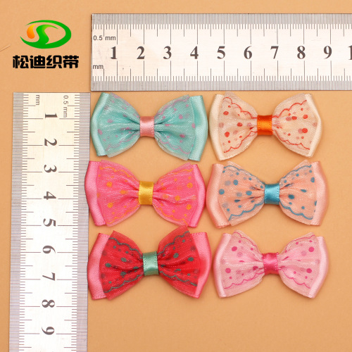 Wholesale Children‘s Double-Layer Ribbon Snow Yarn Toy Children‘s Clothing Crawler Decorative Bowknot Barrettes Accessories