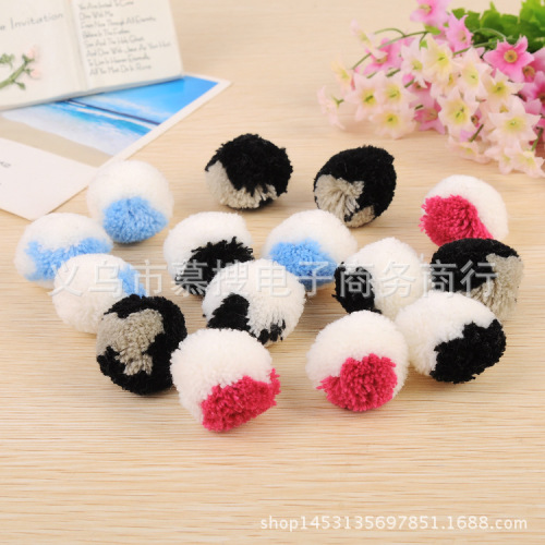 self-produced and self-sold 3cm acrylic double-color cashmere wool ball diy handmade jewelry wholesale