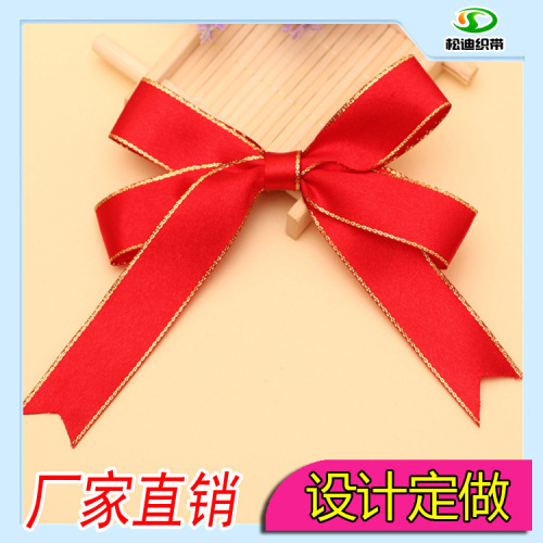 yiwu factory direct wine bottle decoration double gold ribbon handmade bow decoration