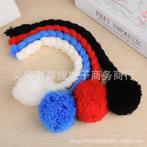 Self-Produced and Self-Sold Braid Hair Ball Pompons Handmade DIY Braided Hair Rope Same Color Cashmere Ball Wholesale
