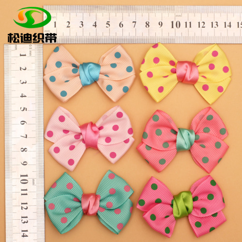 factory direct printing point rib belt bow flower decoration clothing accessories hairpin jewelry accessories
