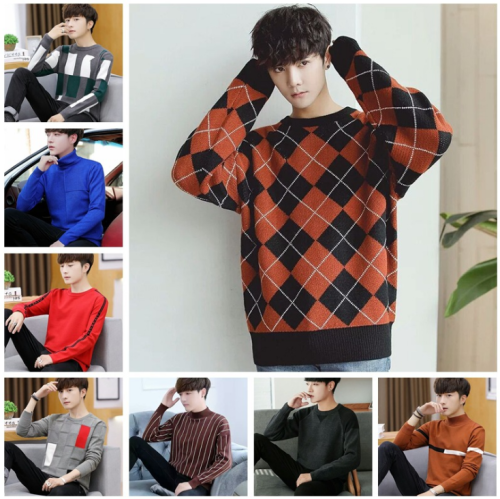 Stall Foreign Trade Stock Miscellaneous Men‘s Sweater Men‘s Pullover round Neck Sweater Tail Goods Autumn and Winter Fashion Sweater