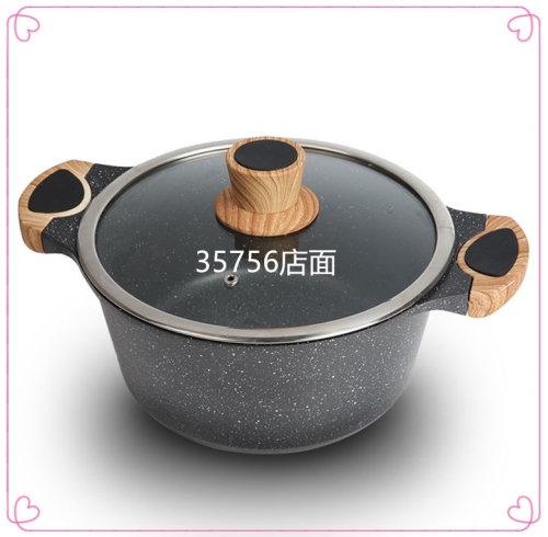 Household an Aluminum Pot Korean Style Medical Stone Non-Stick Pan Stockpot Thermal Cooker Induction Cooker Open Flame Universal 24cm