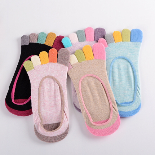 cotton women‘s colorful toe ankle socks low-cut invisible ankle socks non-slip silicone five-toe socks five-finger socks