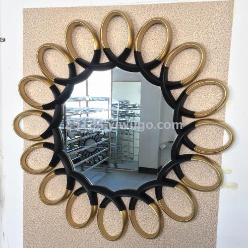 simple modern gold and silver foil background large hanging mirror fireplace entrance mirror ktv hotel decorative mirror