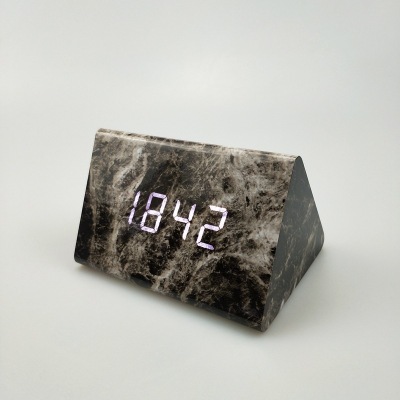 Led electronic Sound control alarm clock wood clock multi-function mute man gift Marble 1300