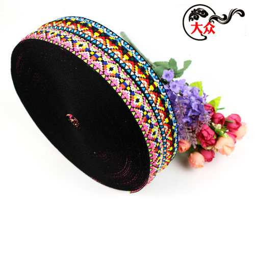 factory direct sales color jacquard color polyester jacquard net tape ethnic clothing bags shoes and hats craft diy accessories