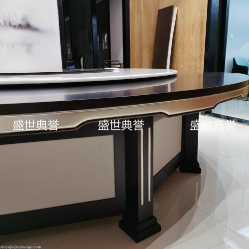 dali five-star hotel solid wood electric dining table customized hotel luxury box light luxury electric combination large round table
