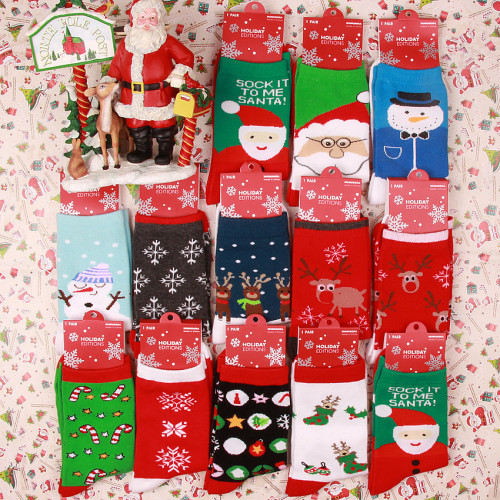 15 old elk snowman cotton women‘s socks wholesale mid-calf new year christmas socks new year festive factory socks christmas
