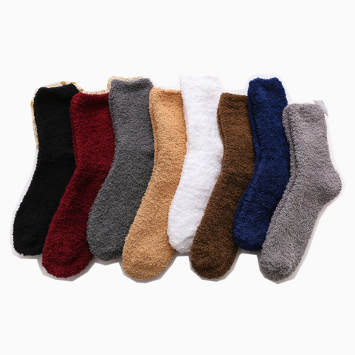 men‘s solid color half velvet socks carpet floor socks coral velvet socks thick warm towel sleep