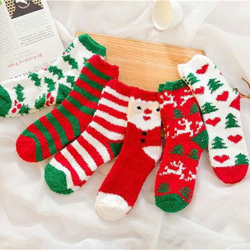 socks female elk elderly half velvet christmas socks thickened coral velvet socks wholesale floor socks christmas socks