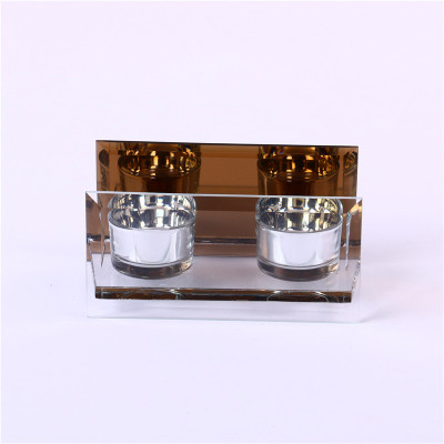 Home Furnishings Glass Candlestick Candle Holder Two-Headed Candlestick Factory Direct Sales