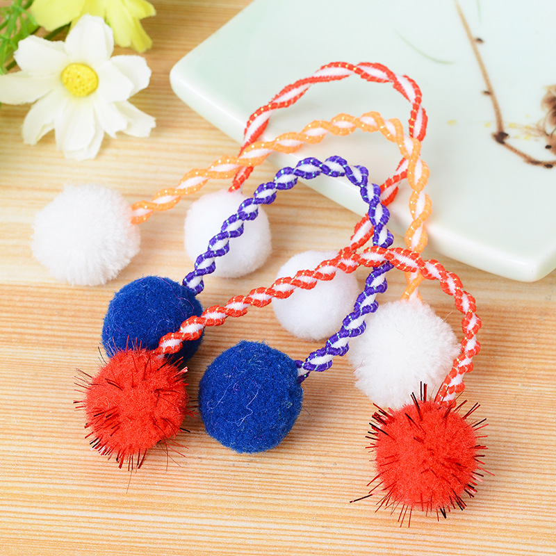 Children's Rubber Band Pairs of Ball Clothing Accessories Color Hairy Ball Girls Rubber Headban