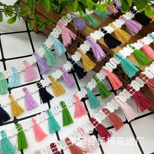 factory direct wholesale spot color tassel fringe toothbrush lace herringbone four-color beard 2cm clothing accessories