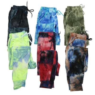 Rendering splash-ink trousers casual trousers long leg trousers oil painting relaxed waist color casual trousers