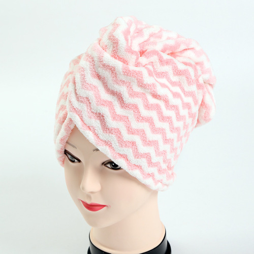 warp knitted water pattern coral velvet hair-drying cap dry long hair absorbent turban no lint no fading dry hair cap