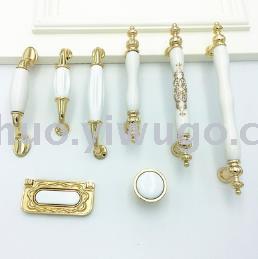 家装奢华金色陶瓷拉手 北欧风简约美式抽屉把手 橱柜五金