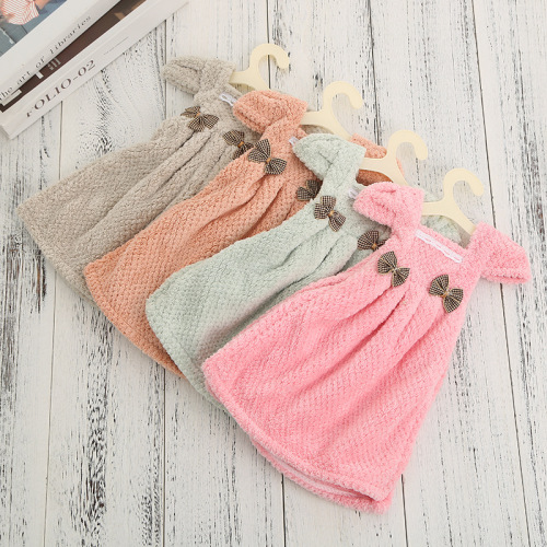 cute korean-style princess skirt towel coral fleece kitchen toilet cloth thickened absorbent quick-drying hanging towel
