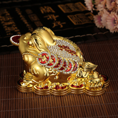 Car Metal Ornaments Alloy Diamond-Embedded Golden Toad Perfume Seat Wholesale Car Decorations Diamond-Embedded Golden Toad