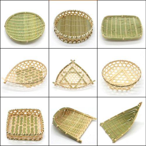 handmade bamboo products small dustpan hotel farm kitchen fruit plate basket bamboo basket steamed bread pastry tray decoration