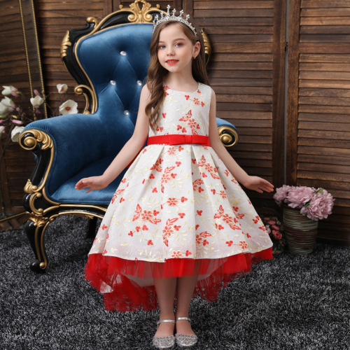 Girls‘ Dress Autumn Children‘s Catwalk Evening Dress Princess Dress Flower Girl Piano Performance Trailing Dress Korean Style