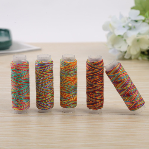 factory supply 402 sewing thread size 150 section-dye string rainbow thread diy household sewing machine thread clothing accessories