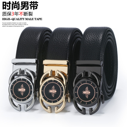 Belt Men‘s Classic Fashion High Quality Cowhide Automatic Buckle Popular Business Belt for Young People New Factory Direct Sales