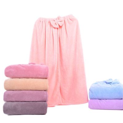 Manufacturers direct high-grade coral velvet Adult bath towel Super fine soft absorbent lovely big bow wipe Chest Bath towel