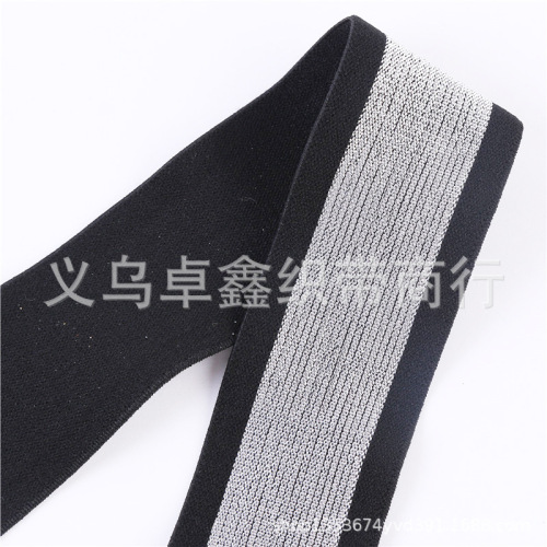[Factory Direct Sales] Customized Strap Gold and Silver Silk 2.5cm4cm Men‘s Shoulder Strap Polyester High Elasticity Elastic Ribbons