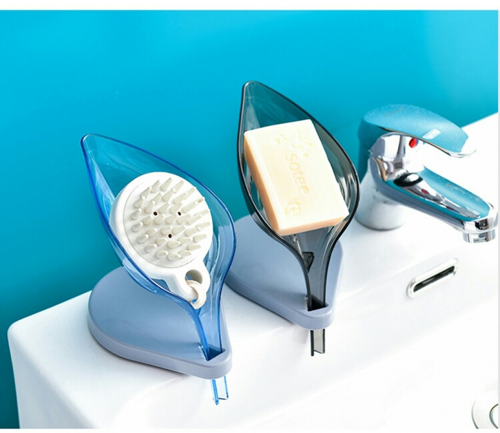家用浴室创意树叶皂盒卫生间洗衣皂免打孔吸盘沥水置物架详情11