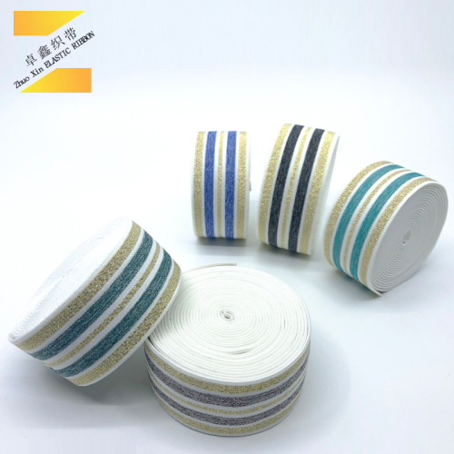 [factory direct sales] custom blended striped gold silk elastic band color elastic rubber band waist of trousers hair accessories baggage carousel
