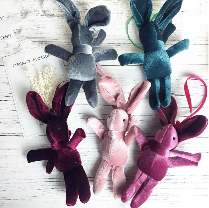 Korean velvet wishing rabbit eternal flower bouquet rabbit p...