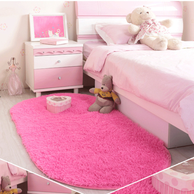 Xincheng Oval Bedside Carpet Thickened Silk Wool Bedroom Full Living Room Coffee Table Floor Mat Pink before Bed Can Be Customized